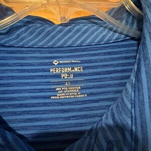 Members Mark Performance Striped Polo in Blue